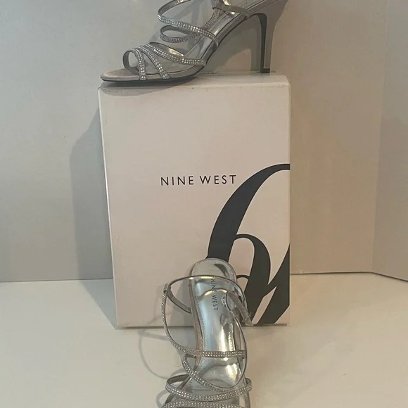 Nine West Silver Strappy Heels - Picture 2 of 6